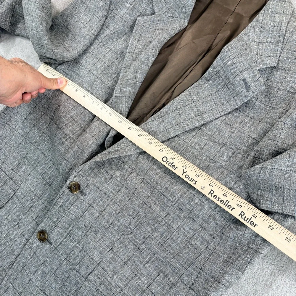 Lauren Ralph Lauren Blazer Jacket Sport Coat Grey WindowPane Wool/Silk/Linen 43R